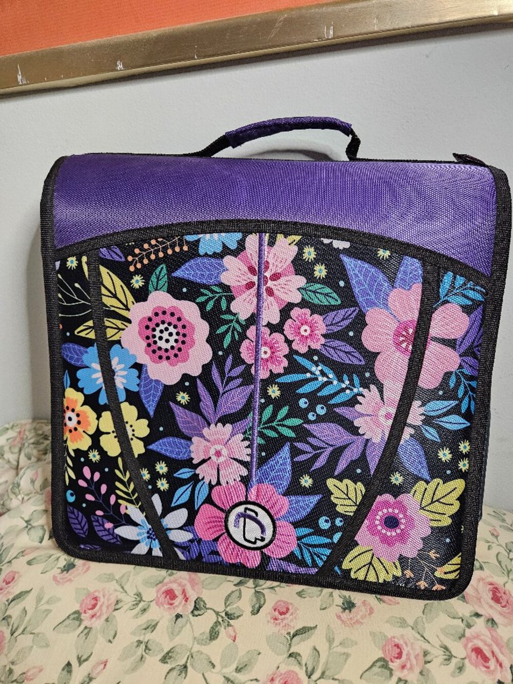 Floral Zipper Binder with Interior File Folder